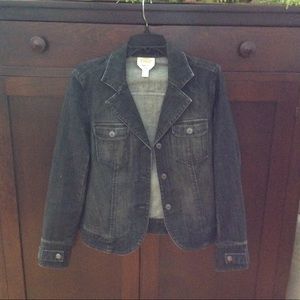 Talbots black denim jean jacket size 8